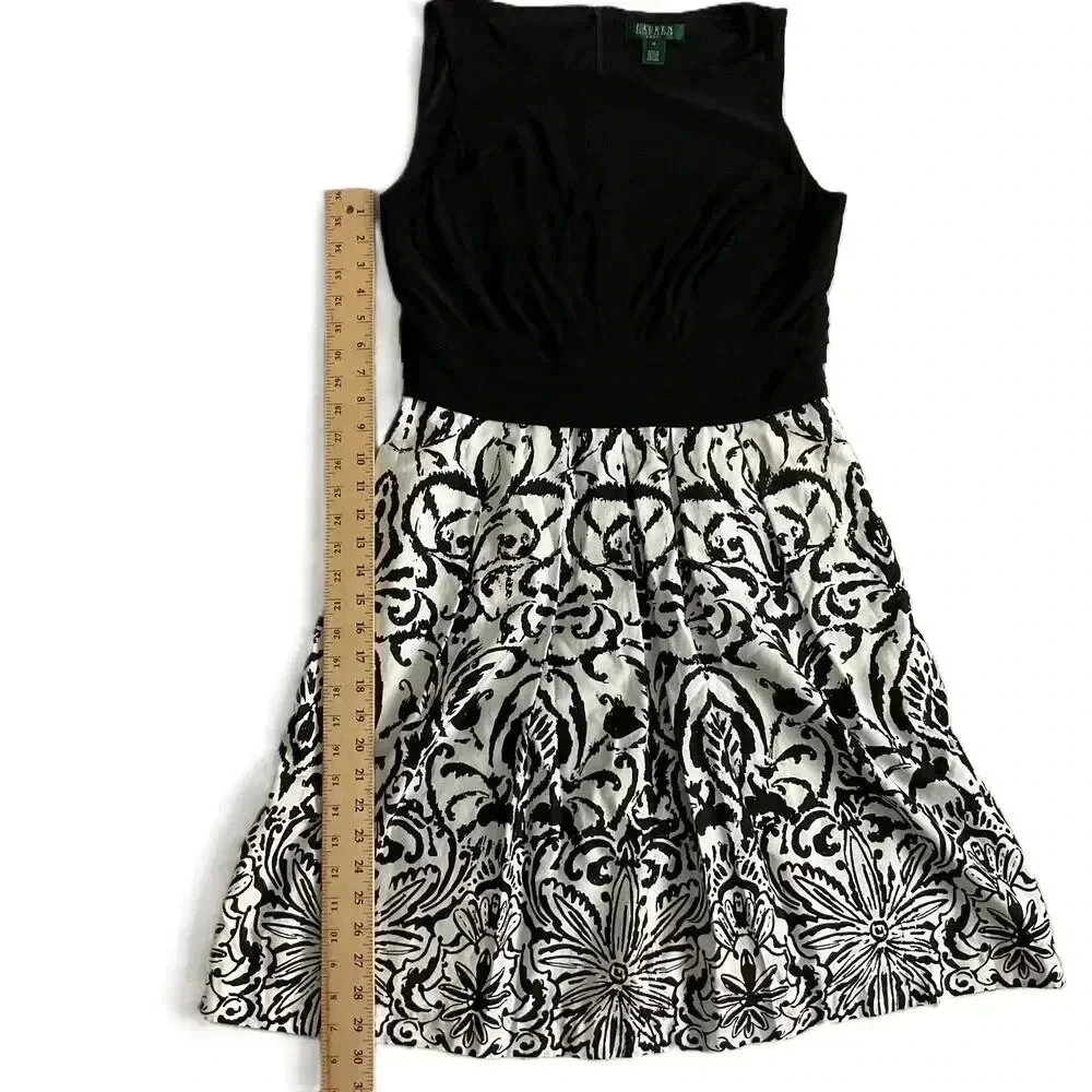 Lauren By Ralph Lauren Black And White Sleeveless Dress Size 12‎ - Picture 4 of 6